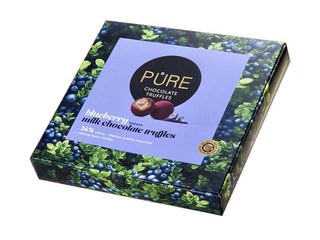 Piena šokolādes trifeles Pure Chocolate ar melleņu pildījumu 16, 120g