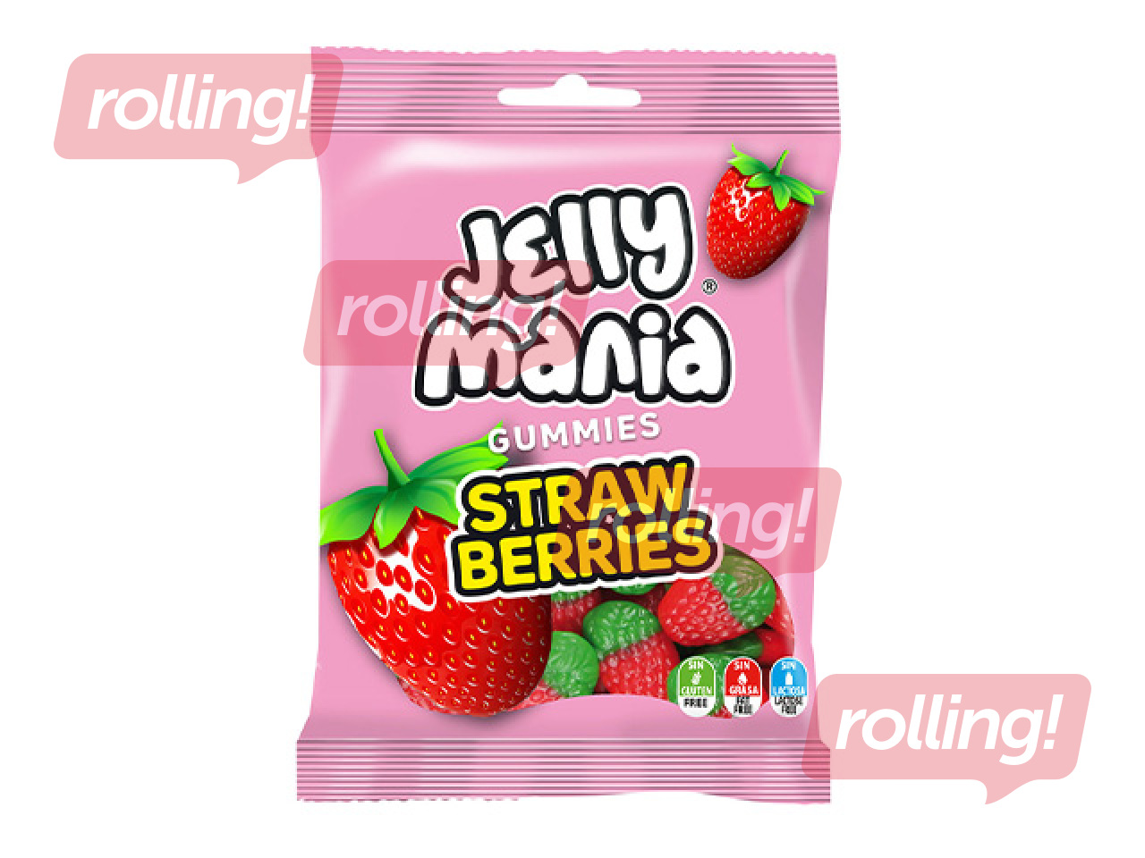 Tarretisekommid Jelly Mania, Strawberries, 100g