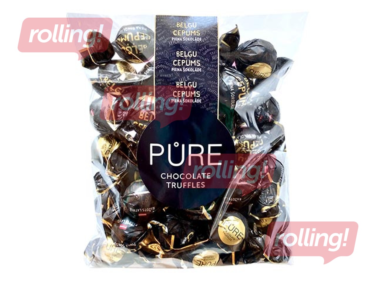 Pure Chocolate piimašokolaaditrühvlid Belgia küpsisekreemi täidisega, 500 g