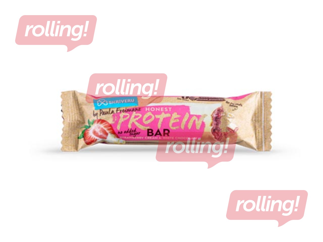 Proteiinibatoon, maasikas, valge šokolaad, Skriveru, 45 g