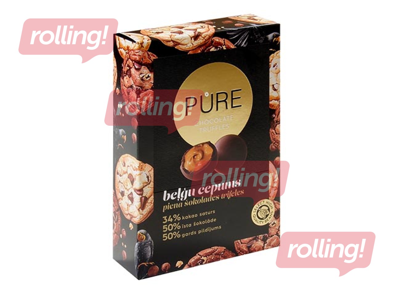 Šokolaaditrühvlid Pure Chocolate Belgia biskviitkreemi täidisega, 148 g