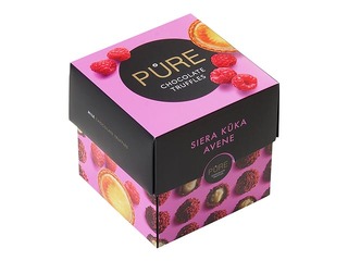 Шоколадные трюфели Pure Chocolate с чизкейк-сливочной начинкой и малиновым декором, 96 г