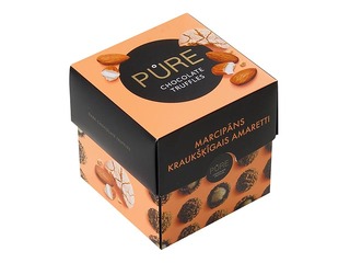 Шоколадные трюфели Pure Chocolate с марципановой кремовой начинкой и украшением из печенья амаретти