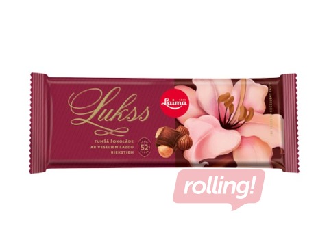 Šokolāde Laima, tumšā, ar veseliem lazdu riekstiem, 190g