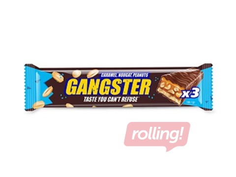 Шоколадный батончик Gangster, с арахисом, нугой и карамелью, 100г