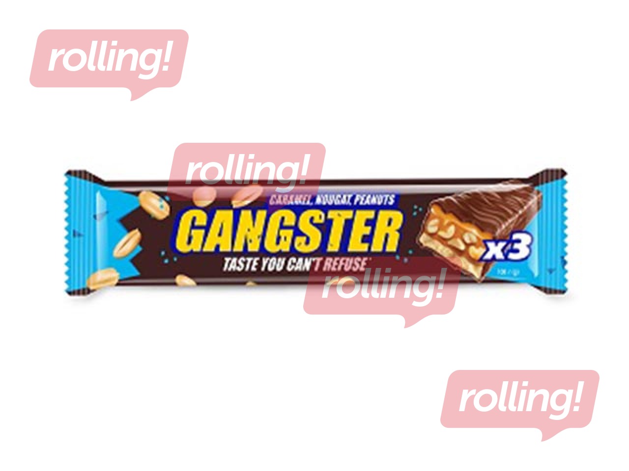 Шоколадный батончик Gangster, с арахисом, нугой и карамелью, 100г