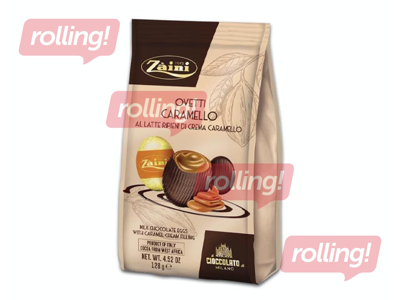 Piimašokolaadi munad soolakaramellitäidisega, Zaini, 128g