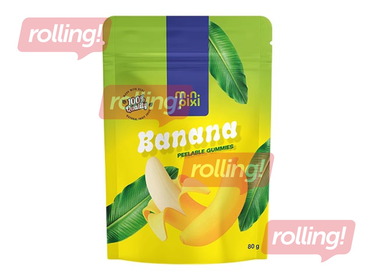 Želatiinimaitselised kommid MiniPixi, Peelable gummies, banaani maitsega, 80g