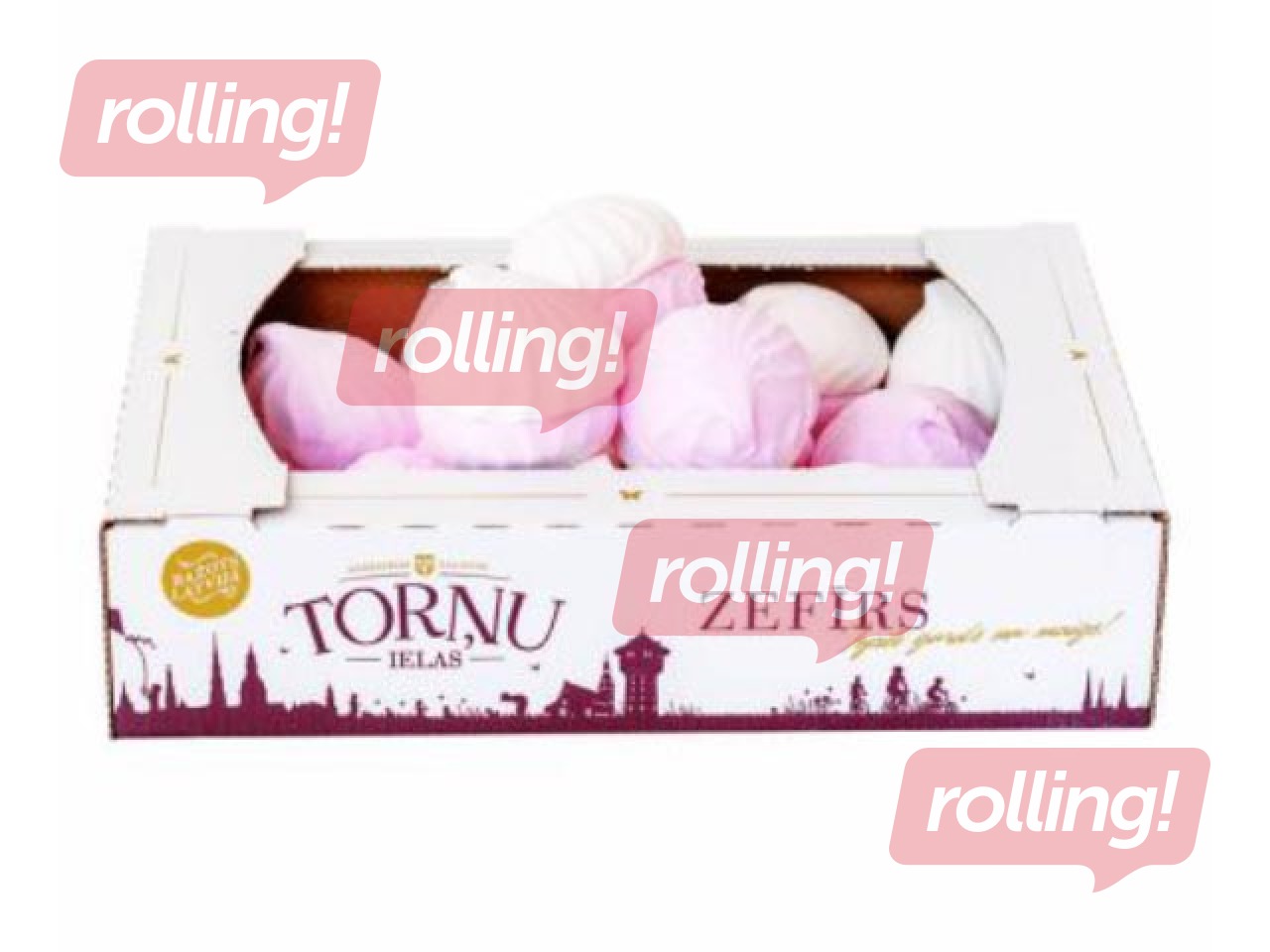 Зефир Aizkraukles Saldumi, Torņu ielas, бело-розовый, 750г