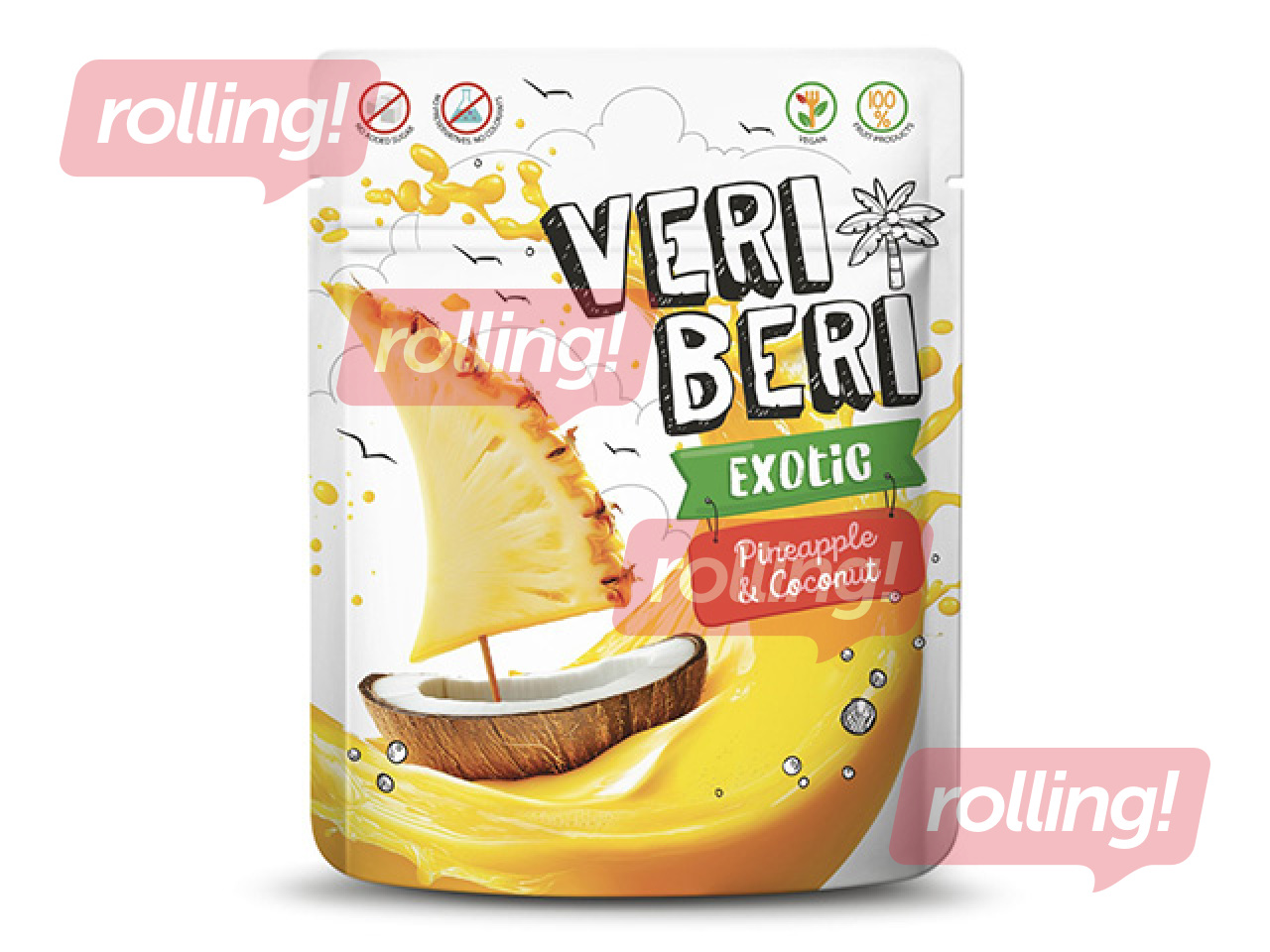Candies, Veri Beri, Exotic, pineapple and coconut strips, 50g