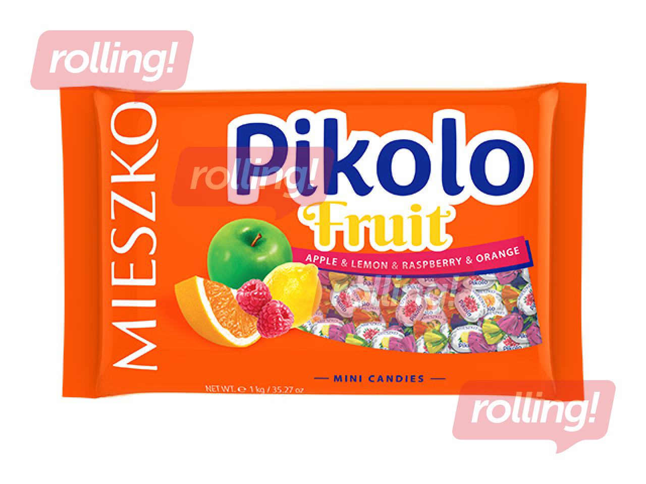 Kommid Mieszko, Pikolo, puuvilja-marjamaitselised kõvad kommid, 1kg