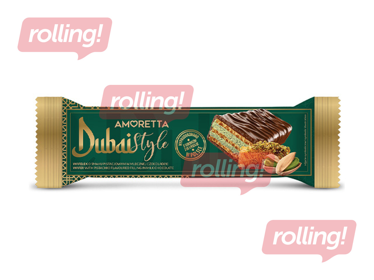 Vafeļu batoniņš Mieszko, Dubai Style ar pistāciju garšu, 40g