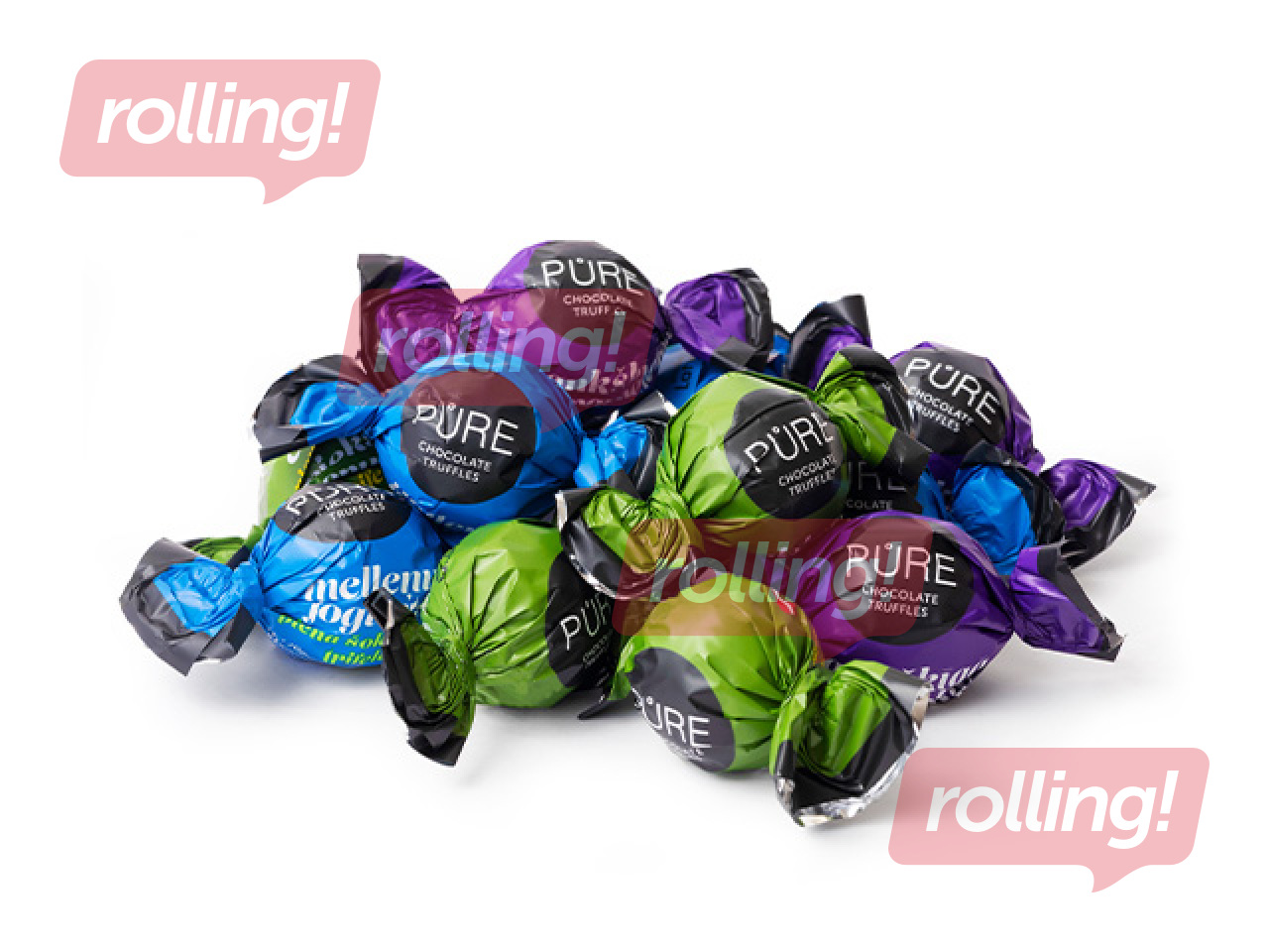 Milk chocolate truffle assortment Pure Chocolate (caramel, hazelnut, blueberry yogurt), 1kg