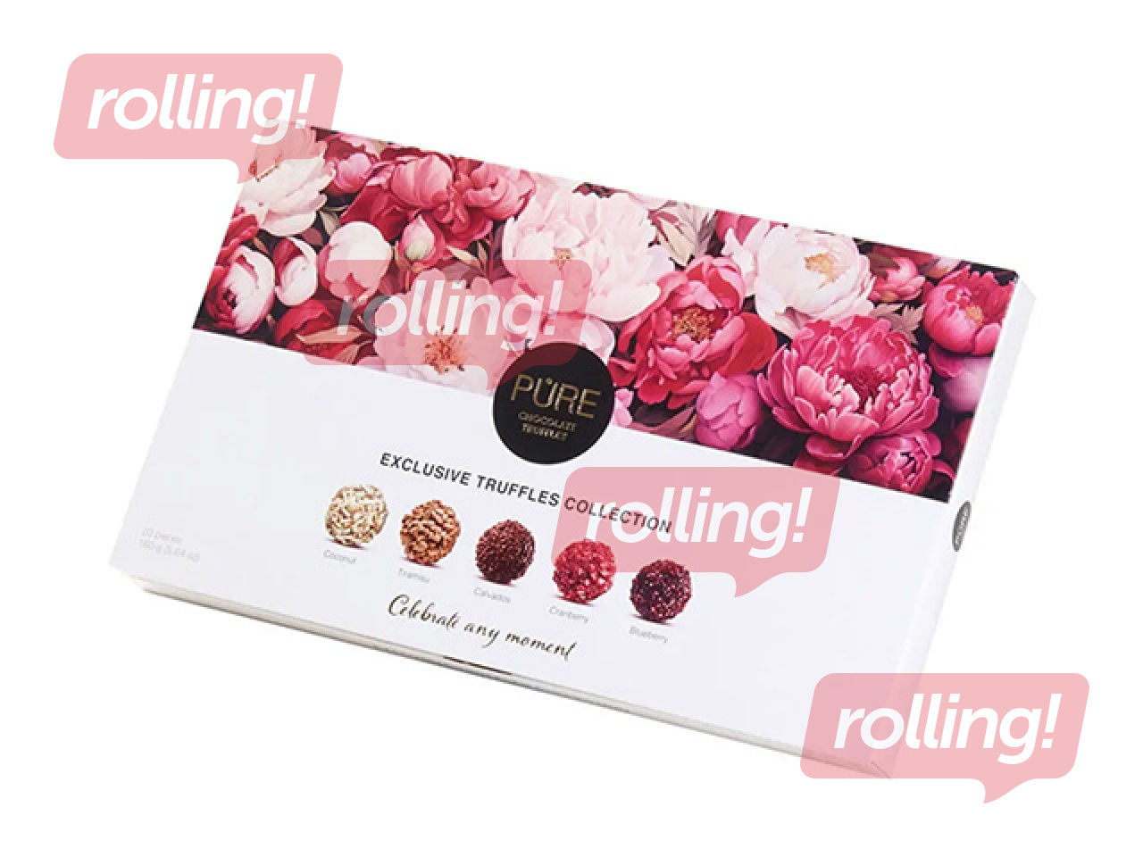 Šokolaaditrühvlite valik Pure Chocolate, Pojengid, 160g