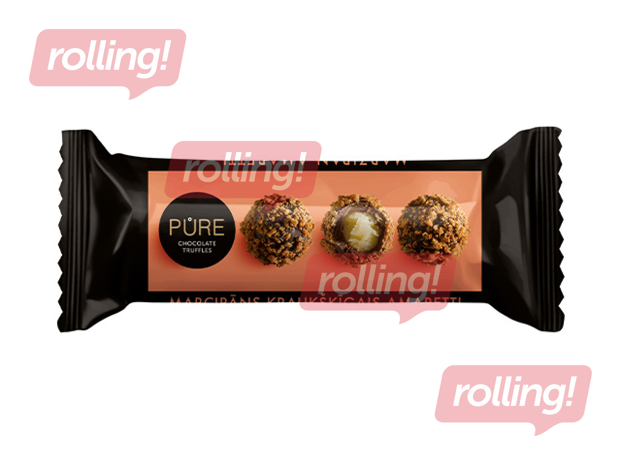 Šokolaaditrühvlid Pure Chocolate martsipanikreemitäidise ja amaretti-küpsisedekooriga, 32g