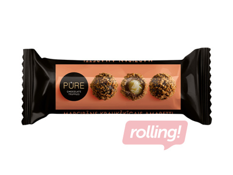 Šokolādes trifeles Pure Chocolate ar marcipāna krēma pildījumu un amaretti cepumu dekoru, 32g