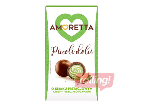 Šokolaadikommide assortii Mieszko, Amoretta Picco, pistaatsiamaitselise täidisega, 155g