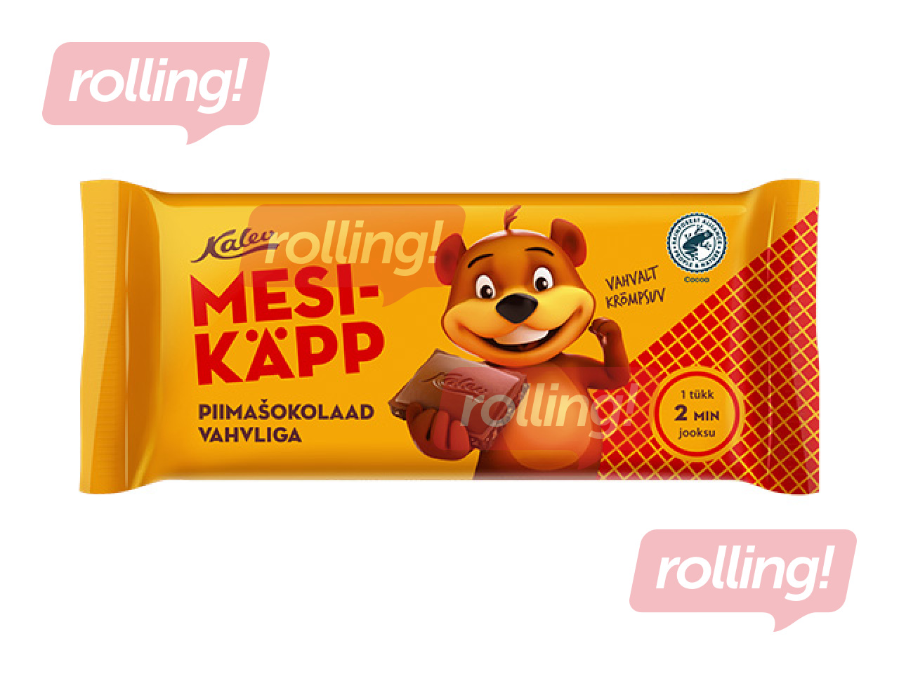 Šokolaad Kalev Mesikäpp, piima vahvlitega, 100g