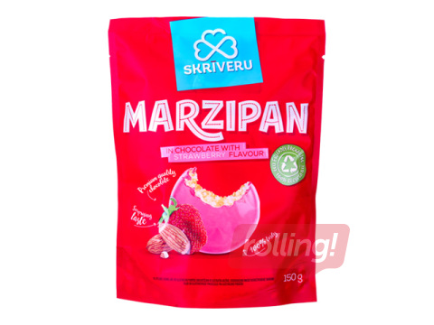 Марципан в шоколаде Skrīveru Saldumi с клубничным вкусом, 150г