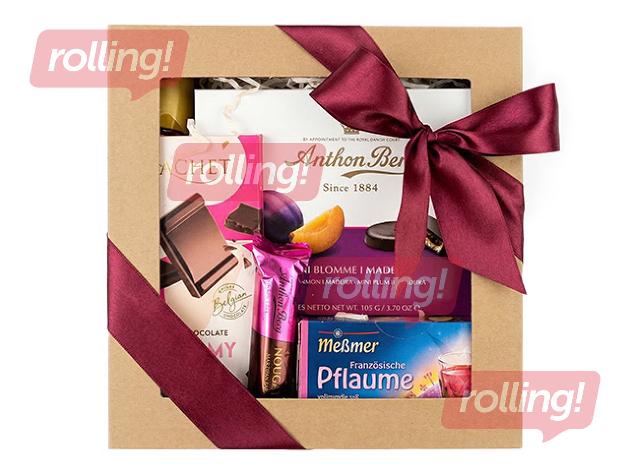 Gift set Anthon Berg, marzipan, plums and tea