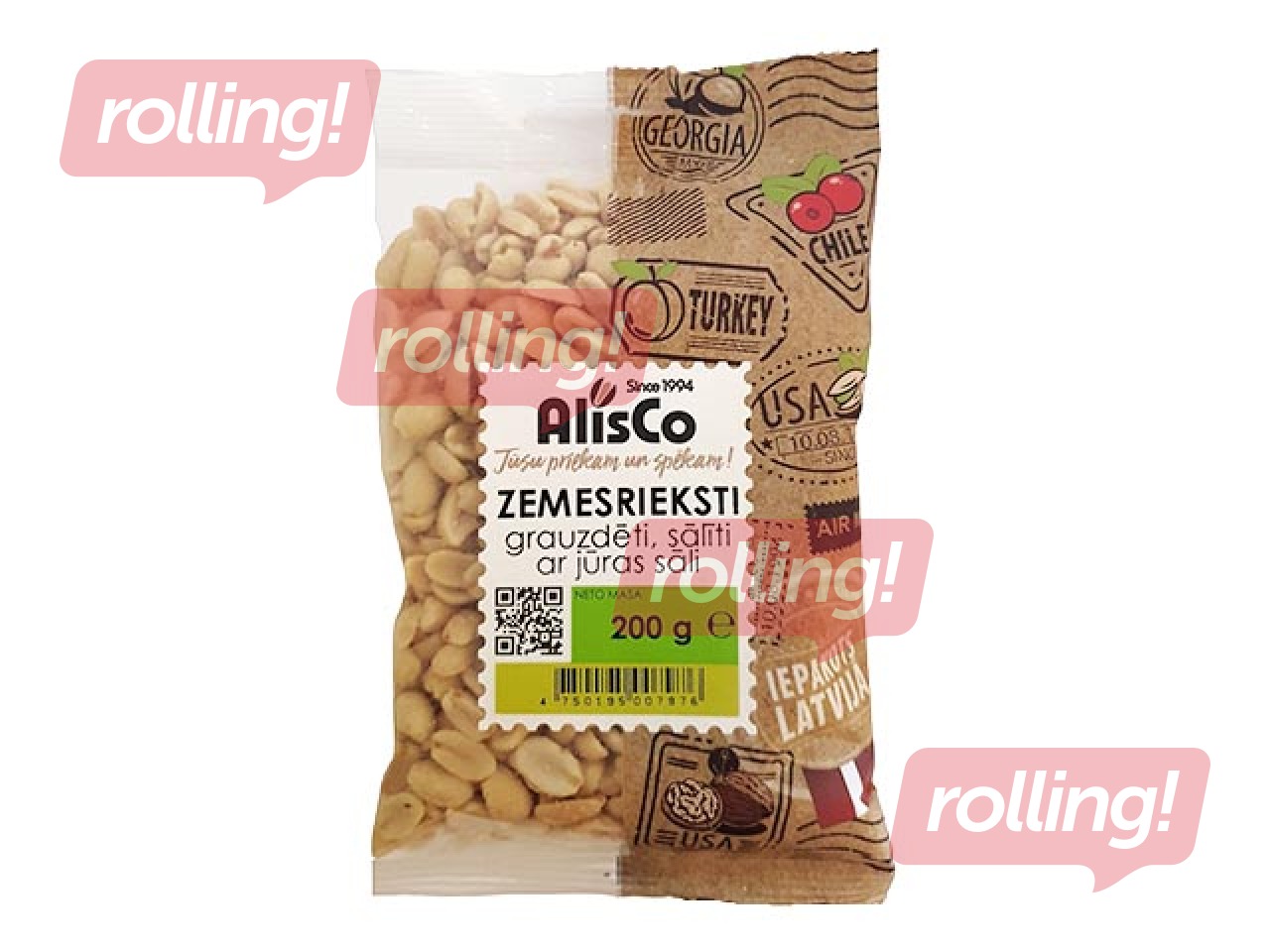 Röstitud ja kooritud soolapähklid AlisCo, 200 g