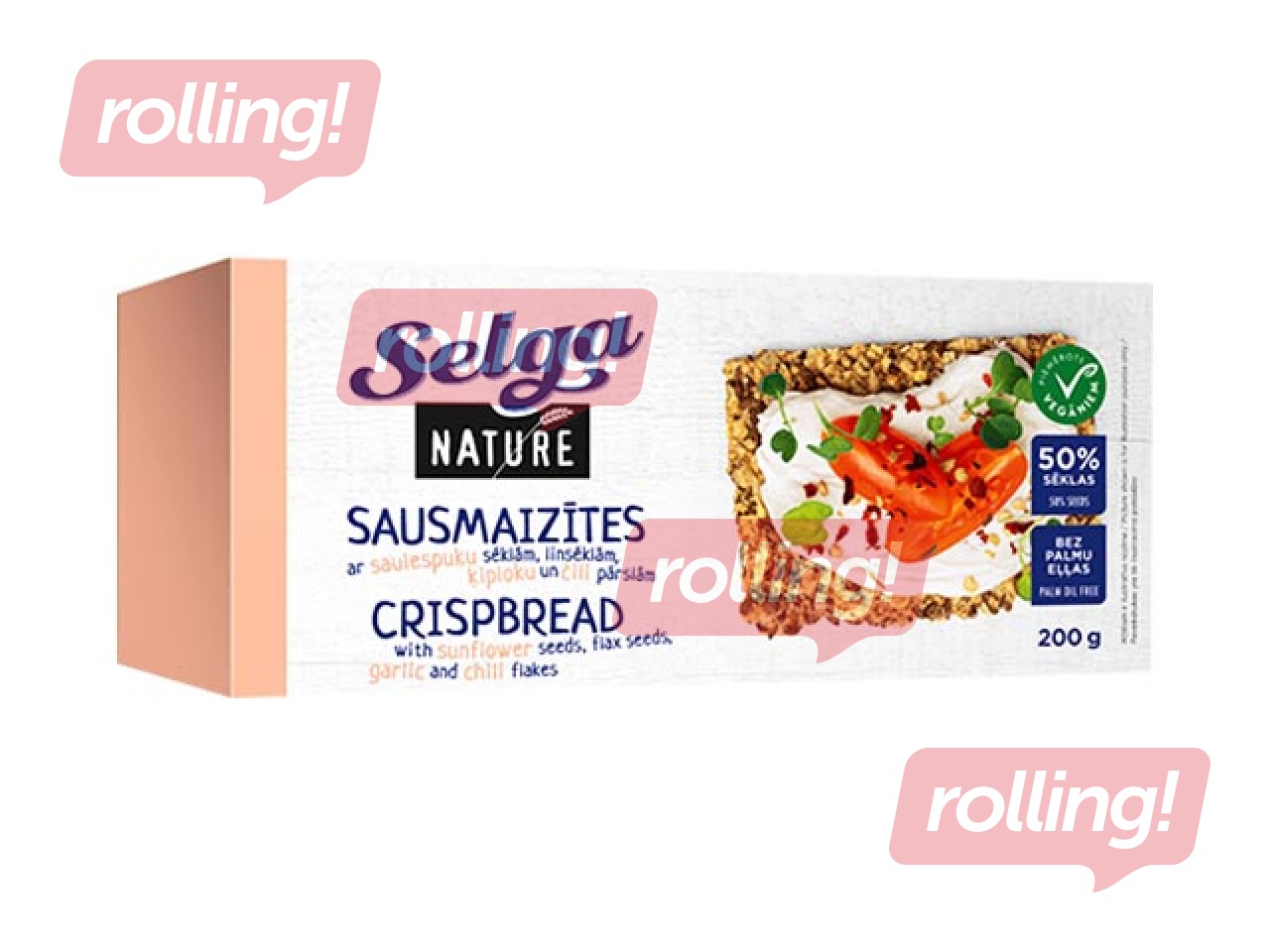 Sausmaizītes Selga Nature ar sēklām, ķiploku un čili pārslām, 200g