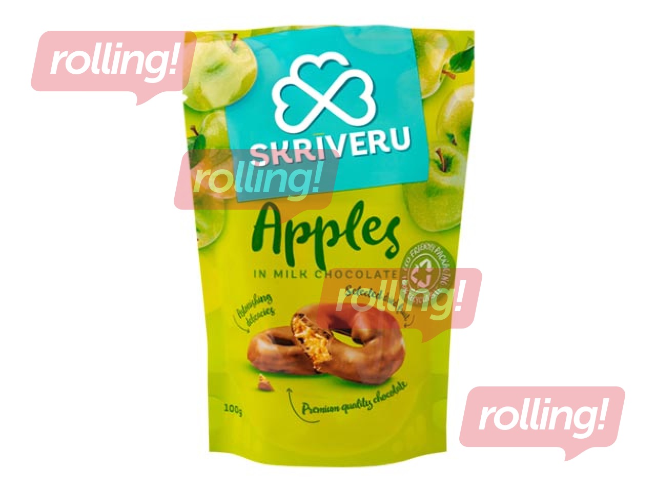 Apples in milk chocolate Skriveri, 100g