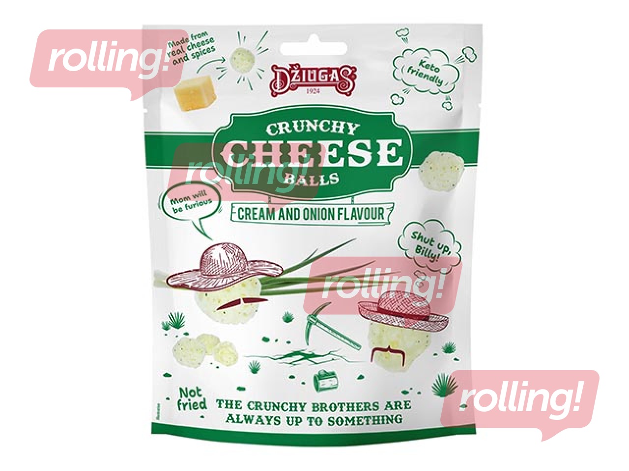 Crispy cheese balls with cream and onion flavor, Džiugas, 40g