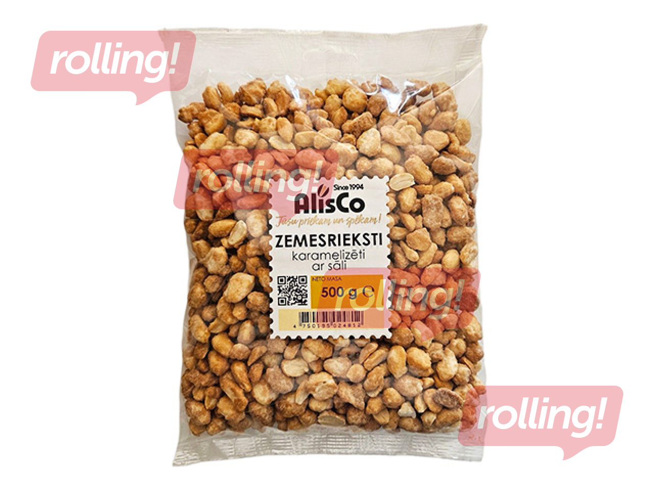 Röstitud maapähklid soolaga, karamelliseeritud 500g, AlisCo