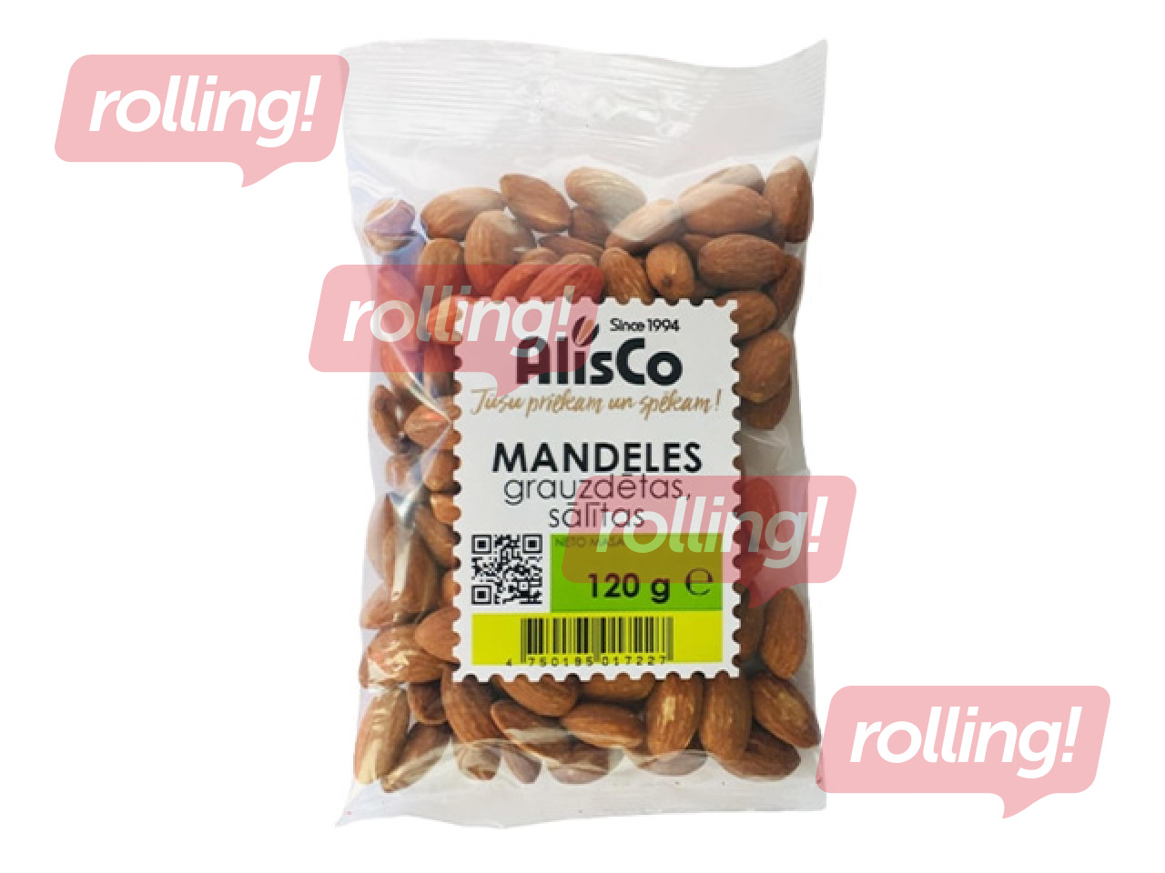 Röstitud ja soolatud mandlid suhkruglasuuriga 120g, AlisCo