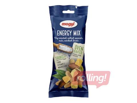Pähklisegu Mogyi Energy Mix, röstitud soolatud pähklid, kõrvitsaseemned ja magustatud kuivatatu
