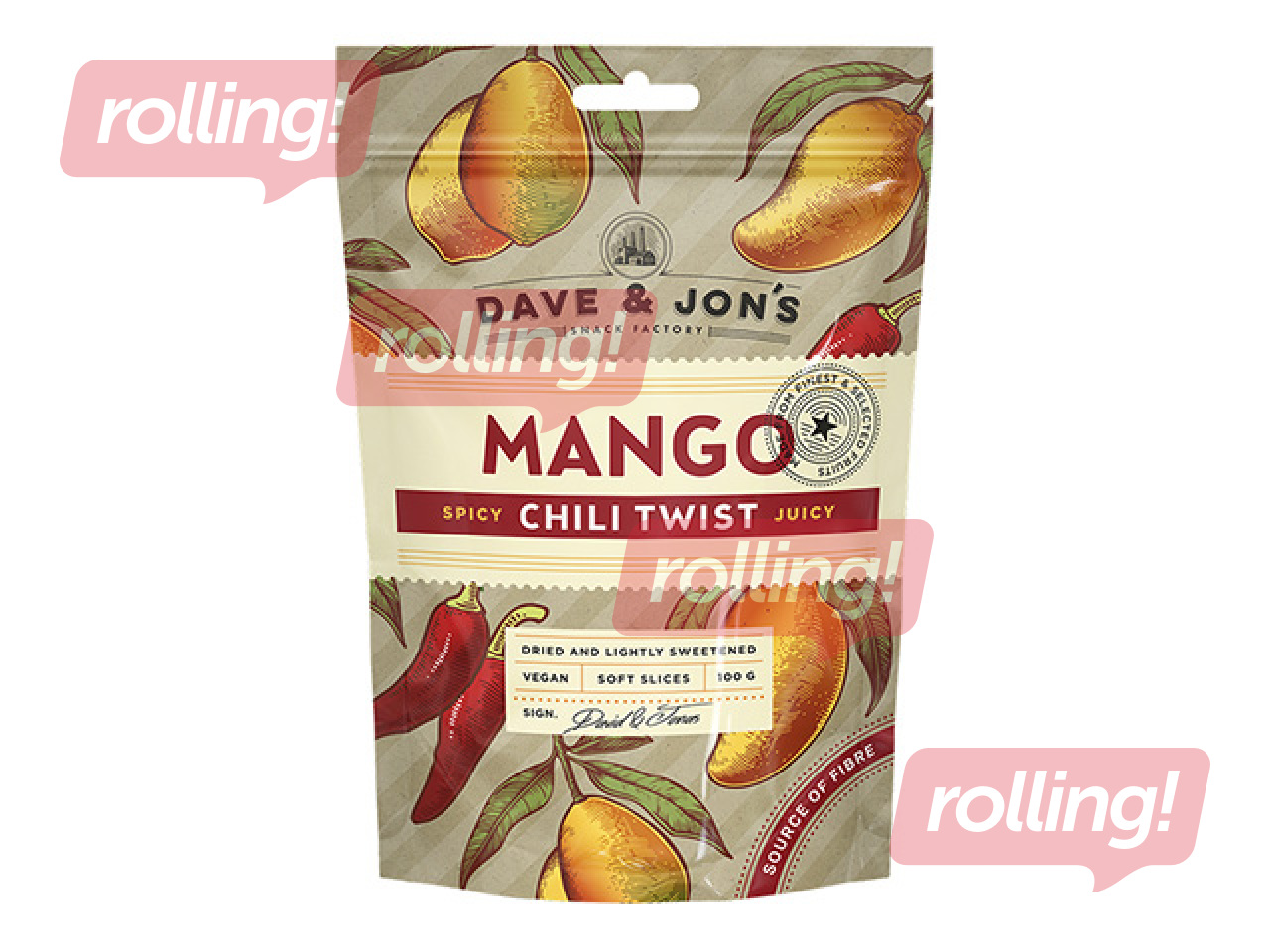 Žāvēti mango Dave & Jon's ar čili, 100g