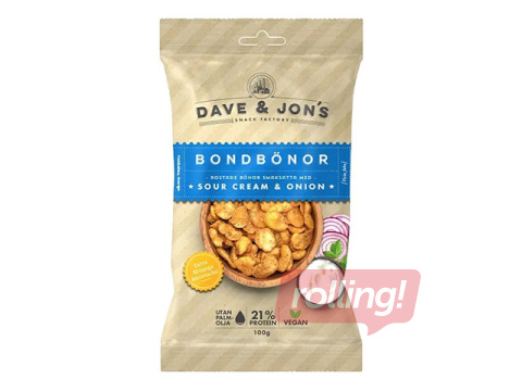 Roasted broad beans Dave & Jon's with sour cream and onion flavour, 100g