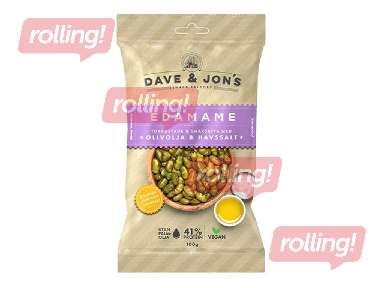 Röstitud sojaoad Dave & Jon's oliiviõli ja meresoolaga, 100g