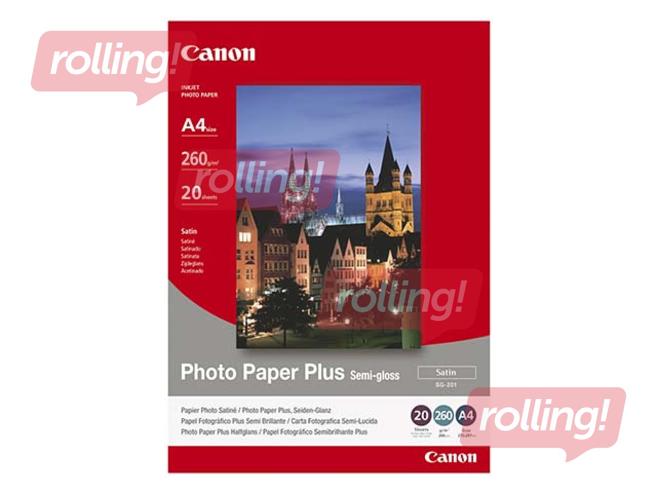 Photo paper Canon Plus SG-201, Semi-glossy, A4, 260 g/m², 20 sheet(s)