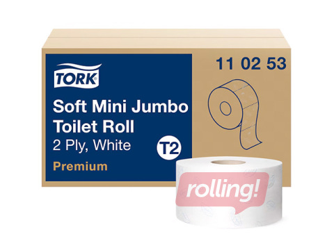 Туалетная бумага Tork Premium Mini Jumbo, 12 рулона, 2 слоя, белый  +АКЦИЯ Покупайте туалетную бумаг