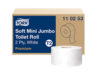 Туалетная бумага Tork Premium Mini Jumbo, 12 рулона, 2 слоя, белый  +АКЦИЯ Покупайте туалетную бумаг