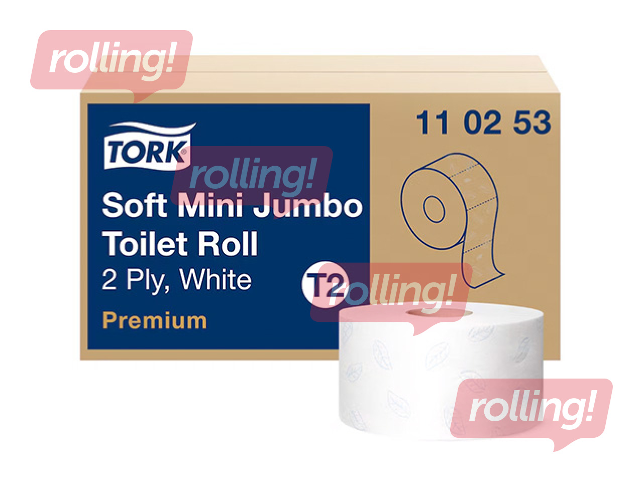 Туалетная бумага Tork Premium Mini Jumbo, 12 рулона, 2 слоя, белый  +АКЦИЯ Покупайте туалетную бумаг