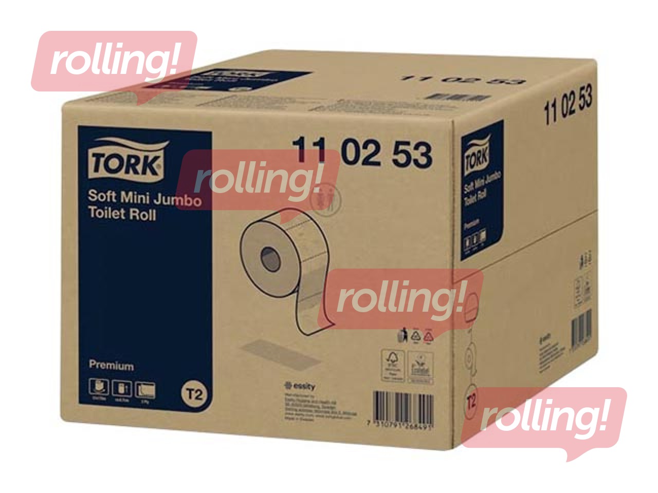 Туалетная бумага Tork Premium Mini Jumbo, 12 рулона, 2 слоя, белый  +АКЦИЯ Покупайте туалетную бумаг