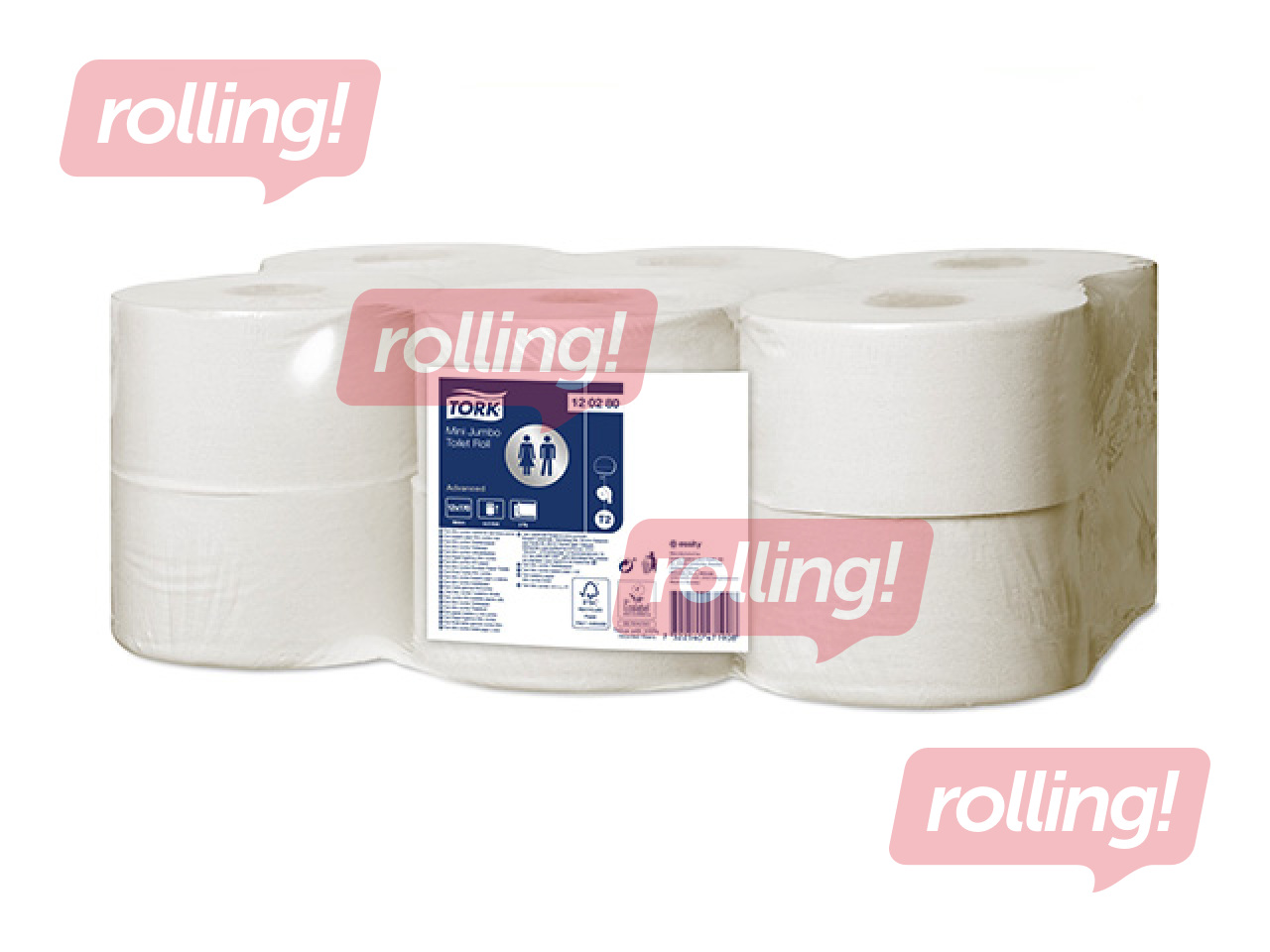 Tualettpaber Tork Advanced Mini Jumbo T2, 12 rulli, 2 kihti, valge