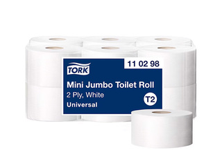 Tualettpaber Tork Universal Mini Jumbo T2, 2 kihti, valge, 12 rulli