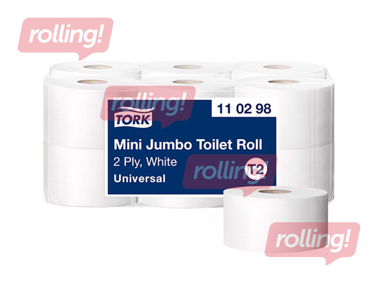Tualettpaber Tork Universal Mini Jumbo T2, 2 kihti, valge, 12 rulli