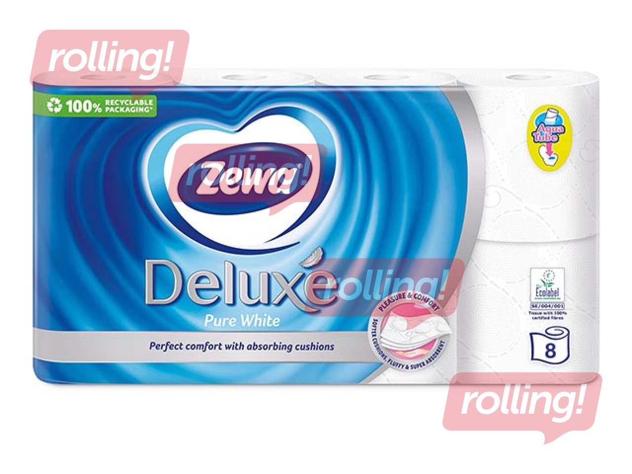 Tualettpaber Zewa Deluxe, valge, 3 kihti, 8 rulli