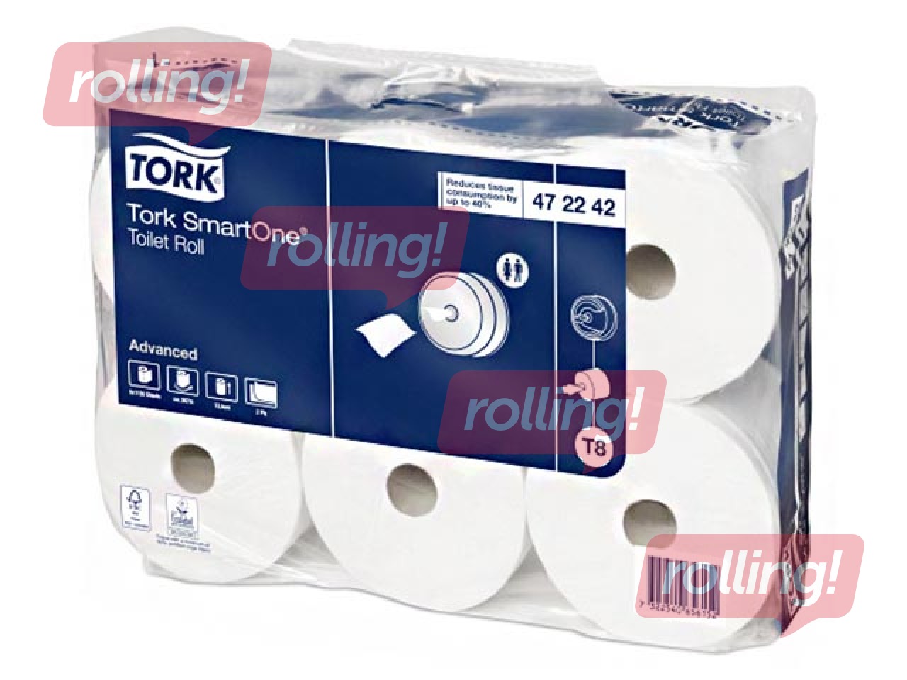 Tualettpaber Tork Smart One, 6 rulli, 2 kihti, valge