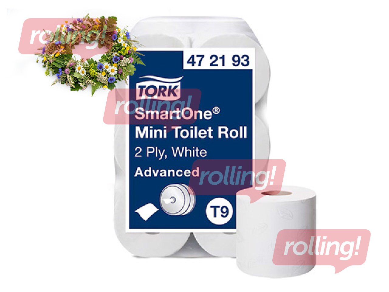 Toilet paper Tork SmartOne Mini T9, 2 layers, white,12 rolls +Midsummer gift!