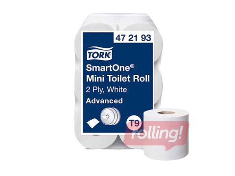 Tualetes papīrs Tork SmartOne Mini T9, 2 slāņi, balts, 12 ruļļi