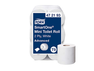 Tualetes papīrs Tork SmartOne Mini T9, 2 slāņi, balts, 12 ruļļi