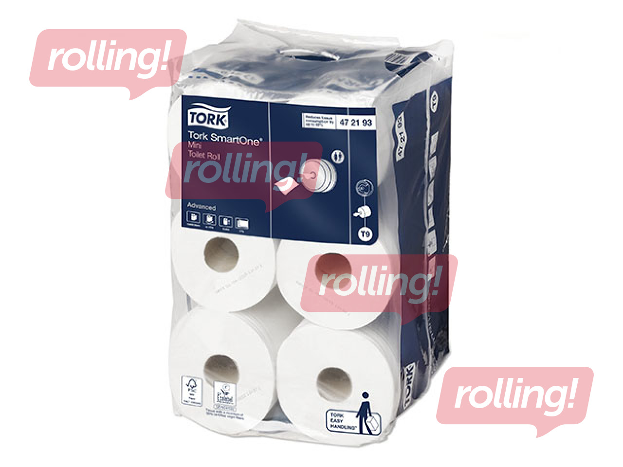 Tualettpaber Tork SmartOne Mini T9, 2 kihti, 12 rulli, valge