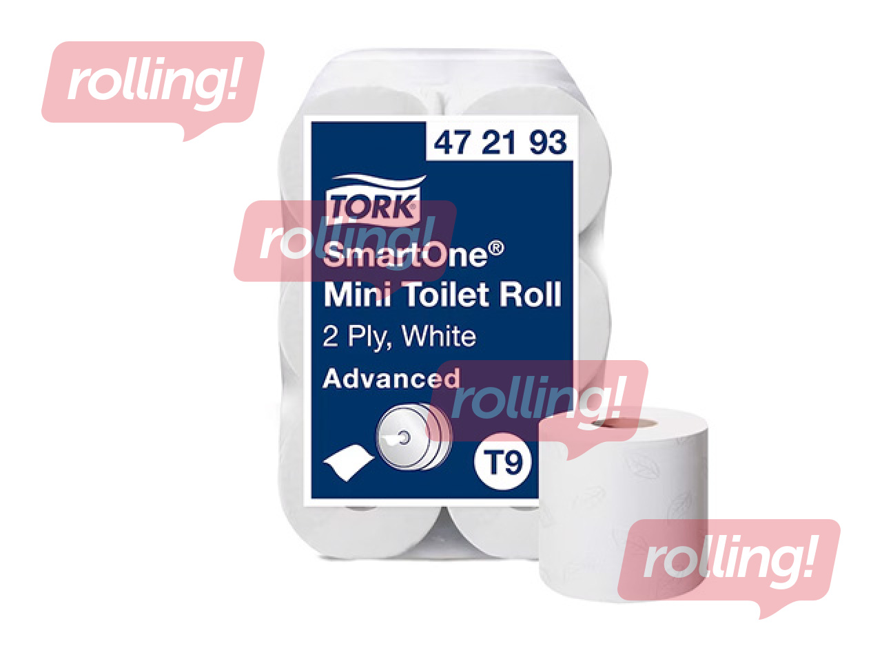 Tualettpaber Tork SmartOne Mini T9, 2 kihti, valge, 12 rulli
