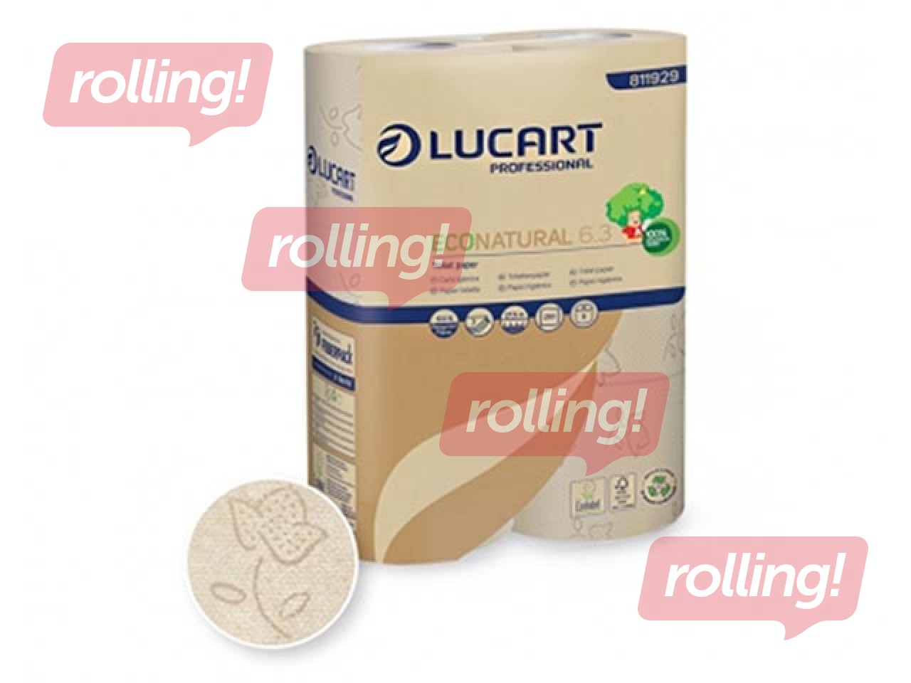 Toilet paper Lucart Eco Natural 6.3, 30 rolls, 3 layers, brown